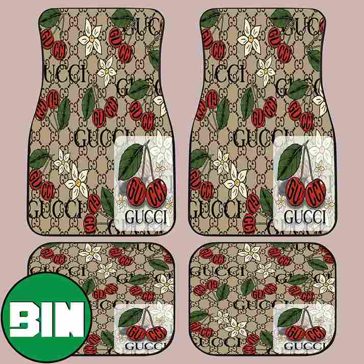 Gucci Logo Fashion x Boujee Cherries Vinyl General Automotive Carpet Floor Mats Waterproof Polyester