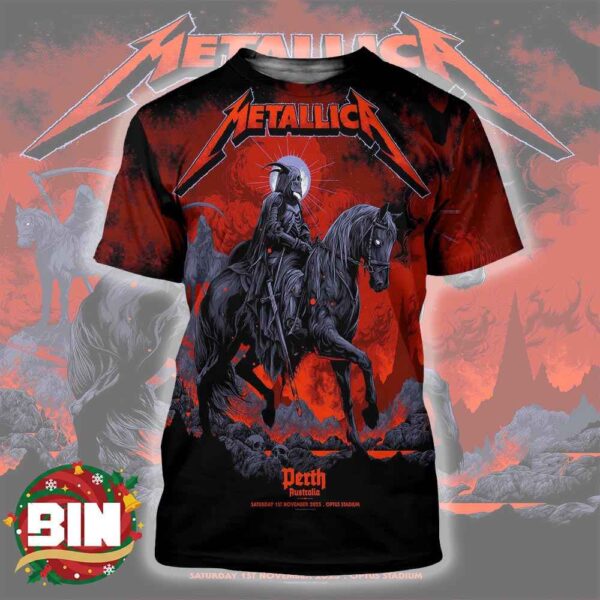 Metallica M72 Perth Ken Taylors Exclusive Pop Up Shop Poster Pale Horseman Artwork Live At Optus Stadium Burswood WA November 1 2025 AOP Shirt