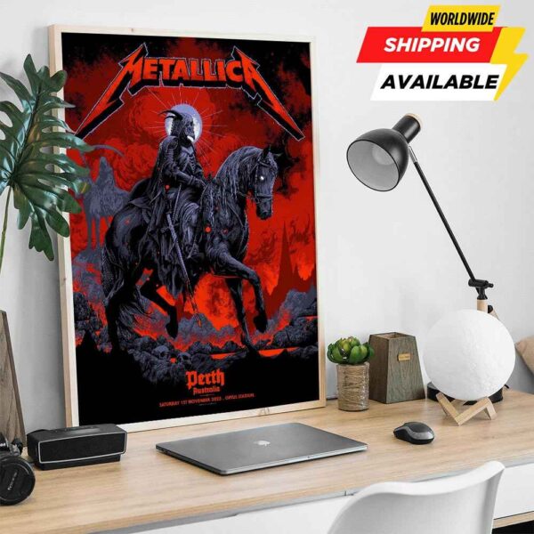 Metallica M72 Perth Ken Taylors Exclusive Pop Up Shop Poster Pale Horseman Artwork Live At Optus Stadium Burswood WA November 1 2025 Home Decor