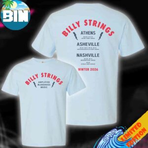 Billy Strings Winter Tour February 2026 Amplified Bluegrass Tee With Dates Champagne Rodman Two Sides T-Shirt