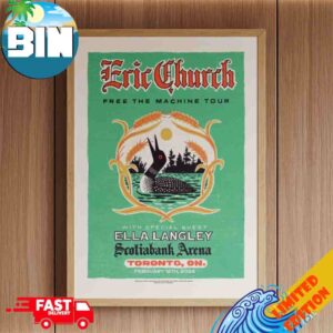 Eric Church Toronto Ontario Canada 2026 Free The Machine Tour At Scotiabank Arena On February 12th Poster Canvas