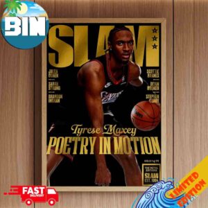 Gold Metal SLAM 260 Tyrese Maxey NBA Philadelphia 76ers Magazine Cover Print Poster Canvas