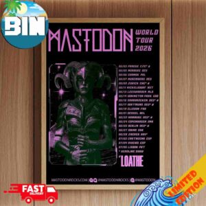 Mastodon EU UK World Tour Dates 2026 Home Decor Poster Canvas