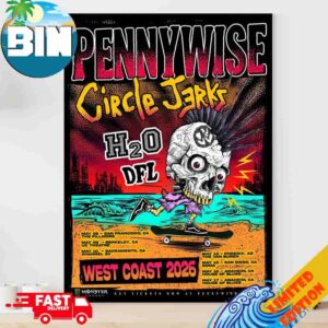 Pennywise And Circle Jerks With H20 And Dfl West Coast 2026 Poster Canvas