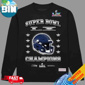 Seattle Seahawks Mitchell And Ness Super Bowl LX 2025-26 Champions Helmet Sweatshirt