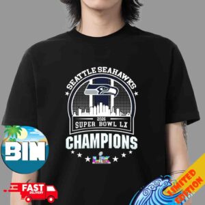 Seattle Seahawks Super Bowl LX 2026 Champions Sky Line Unisex T-Shirt