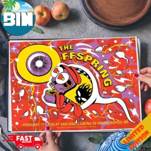 The Offspring Grand Rapids Michigan 2026 Official Poster For Show At Van Andel Arena On February 11th Landscape Poster