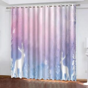 Animal Deer Curtains Pattern Blackout Window Drapes Window Curtains