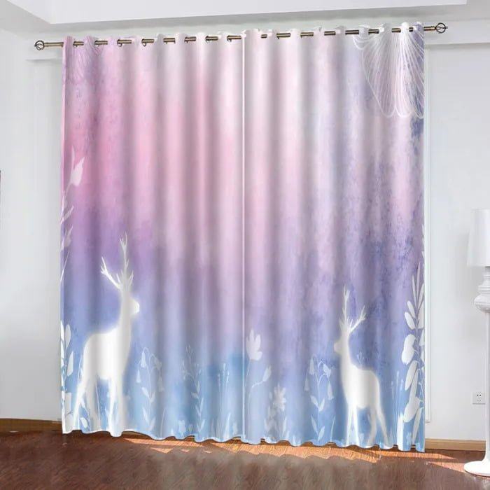 Animal Deer Curtains Pattern Blackout Window Drapes Window Curtains Animal Deer Curtains Pattern Blackout Window Drapes Window Curtains