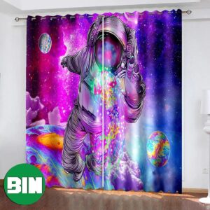 Astronaut Pattern Blackout Drapes Window Curtains