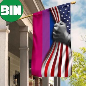 Bisexual Flag Inside US Flag Hand Open American Flag Pride Flag Gifts For LGBTQ Community 2 Sides Garden House Flag