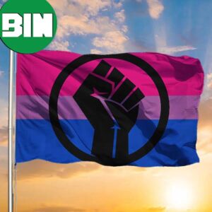 Bisexual Flag Power Fist Bisexual Pride Bi Flag Bi Curious Banner Indoor Outdoor Decor 2 Sides Garden House Flag