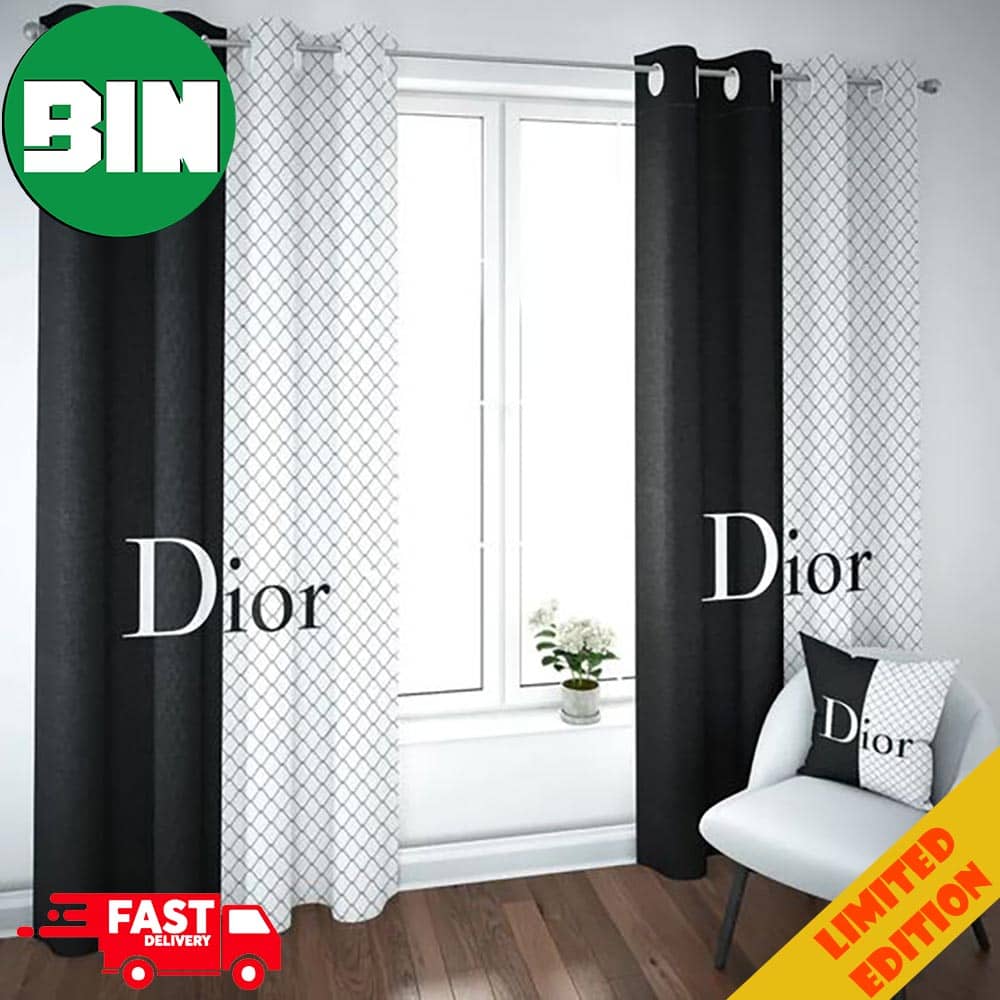 Black And White Dior Hot Luxury Window Curtains For Bedroom And Living Room Decorations Black And White Dior Hot Luxury Window Curtains For Bedroom And Living Room Decorations