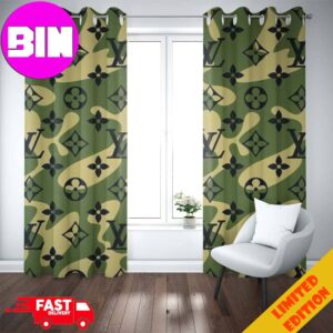 Camo Pattern Louis Vuitton Fashion Home Decor Window Curtain