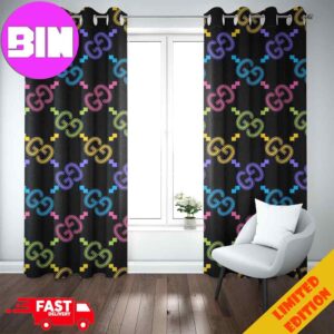Colorful Logo Gucci Fashion And Style Home Decorations Window Curtain