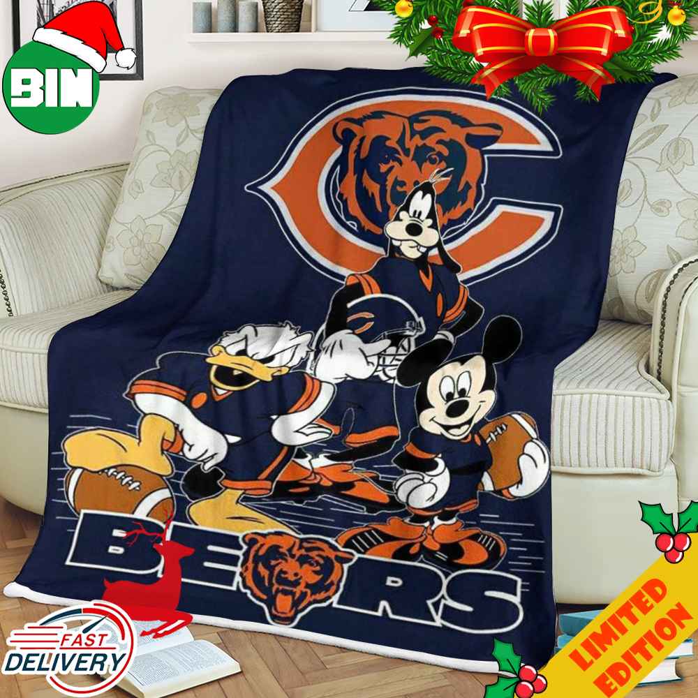 Disney Mickey Mouse Chicago Bears NFL Team Football Throw Fleece Blanket Disney Mickey Mouse Chicago Bears NFL Team Football Throw Fleece Blanket