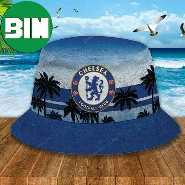 EPL Chelsea FC Palm Tree Summer Bucket Hat-Cap EPL Chelsea FC Palm Tree Summer Bucket Hat-Cap