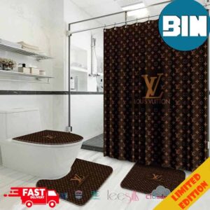 Elegant Patterned Louis Vuitton Bathroom Set With Shower Curtain