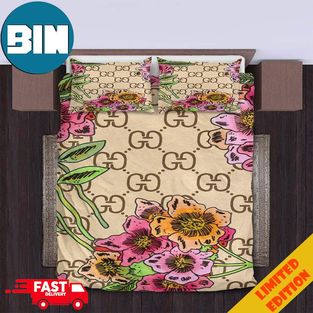 Flowers x Gucci Fashion And Style Home Decor Bedding Set Duvet Cover x Pilowcases Flowers x Gucci Fashion And Style Home Decor Bedding Set Duvet Cover x Pilowcases