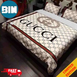 Gucci Bee Luxury Bedding Set With White Pattern For Modern Bedroom Decor