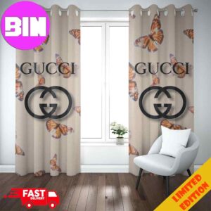 Gucci Big Logo And Butterfly Luxury Home Decorations Window Curtain