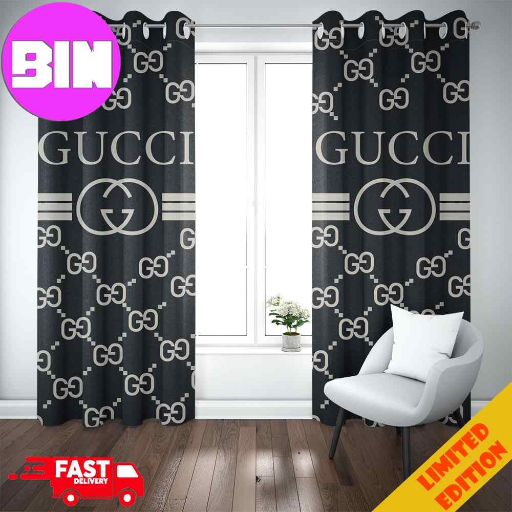 Gucci Window Curtain Luxury Black Background Home Decor Gucci Window Curtain Luxury Black Background Home Decor