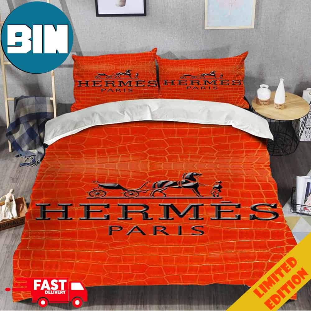 Hermes Paris Orange Stripes Luxury Brand Premium Bedding Set Home Decoration Hermes Paris Orange Stripes Luxury Brand Premium Bedding Set Home Decoration