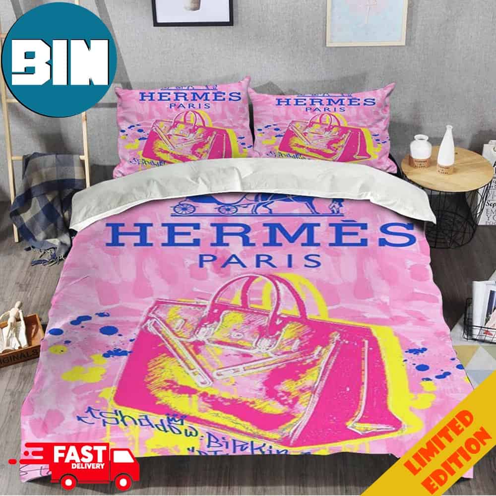 Hermes Paris Pink Background Luxury Brand High Quality Bedding Set Home Decor Hermes Paris Pink Background Luxury Brand High Quality Bedding Set Home Decor
