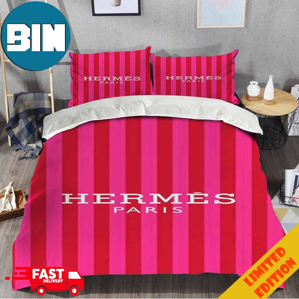Hermes Paris Pink Stripes Luxury Brand Special Bedding Set Home Decoration Hermes Paris Pink Stripes Luxury Brand Special Bedding Set Home Decoration