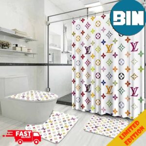 Iconic & Stylish Louis Vuitton Bathroom Set With Shower Curtain