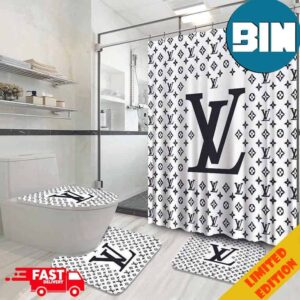 Lavish Gold-Tone Louis Vuitton Bathroom Set With Shower Curtain