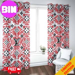 Louis Vuitton Black and Red Backgroud Window Curtain Home Decor Luxury