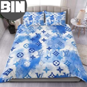 Louis Vuitton Blue Logo Pattern Bedding Set