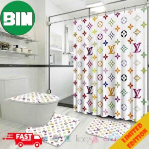 Louis Vuitton Colored Fashion 2023 Luxury Brand Home Decor Bathroom Set Shower Curtain