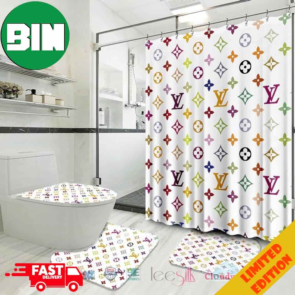 Louis Vuitton Colored Fashion 2023 Luxury Brand Home Decor Bathroom Set Shower Curtain
