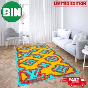 Louis Vuitton Hologram Orange Colorful Rug Carpet
