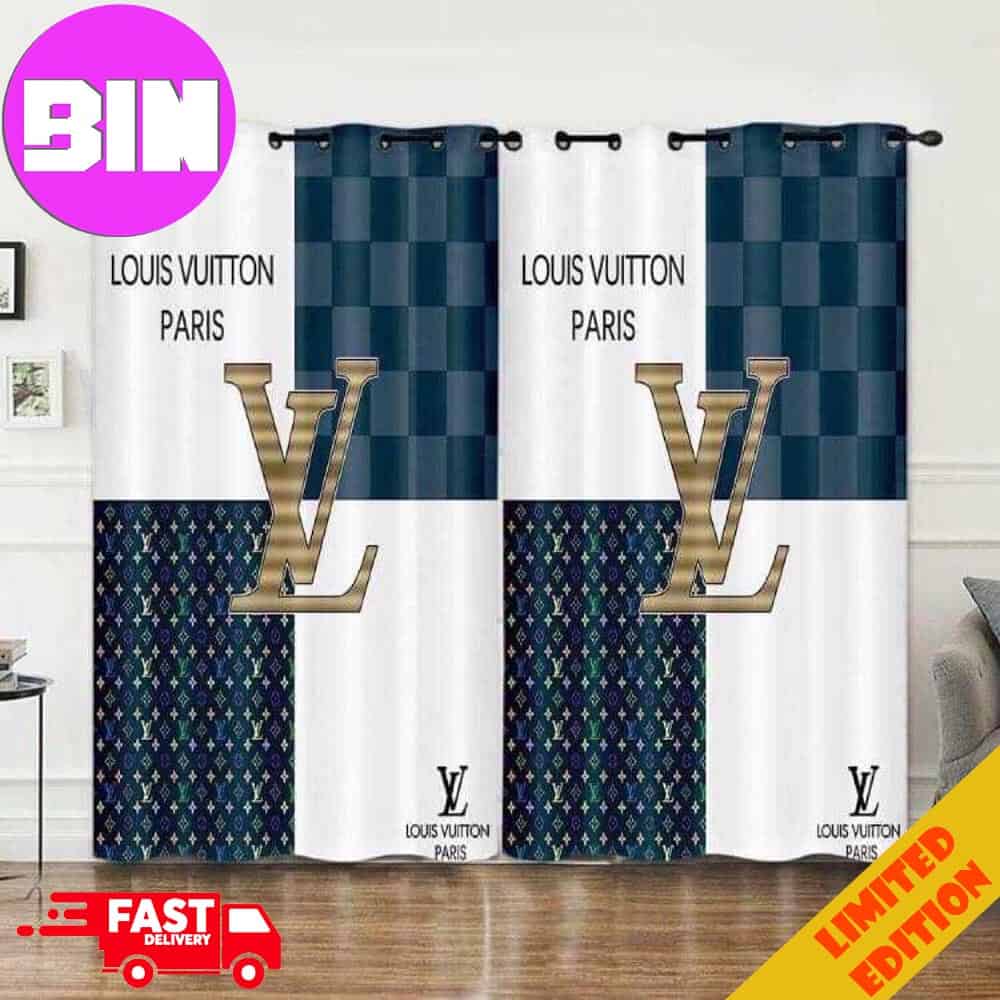 Louis Vuitton LV Paris White And Blue Background Premium Window Curtain Luxury For Bedroom Living Room Home Decor Louis Vuitton LV Paris White And Blue Background Premium Window Curtain Luxury For Bedroom Living Room Home Decor