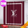 Louis Vuitton Luxury Pink Background And Black Logo Window Curtain For Bedroom Living Room Window Decor
