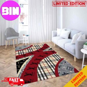 Louis Vuitton Rug Carpet Gucci Dior Pattern And Logo Black Luxury Home Decor For Living Room And Bedroom