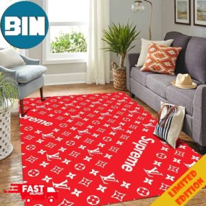Louis Vuitton X Supreme Luxury Brand For Living Room Home Decor Rug Carpet