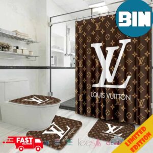 Luxury-Inspired Louis Vuitton Bathroom Set With Shower Curtain