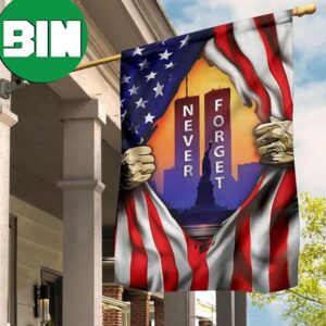 Never Forget Twin Towers Attack Flag Inside American Flag September 11 Memorial Flag Home Decor 2 Sides Garden House Flag
