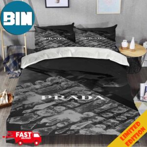Prada And Diamond Black And Grey Background Fashion And Luxury Background Home Decor Bedding Set