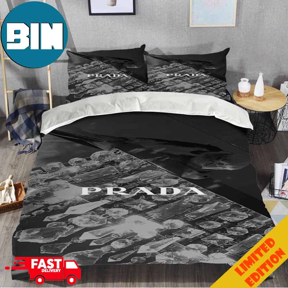 Prada And Diamond Black And Grey Background Fashion And Luxury Background Home Decor Bedding Set Prada And Diamond Black And Grey Background Fashion And Luxury Background Home Decor Bedding Set