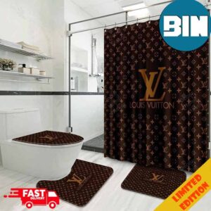 Premium Louis Vuitton Bathroom Set With Shower Curtain
