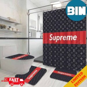 Supreme Louis Vuitton Bathroom Set With Shower Curtain