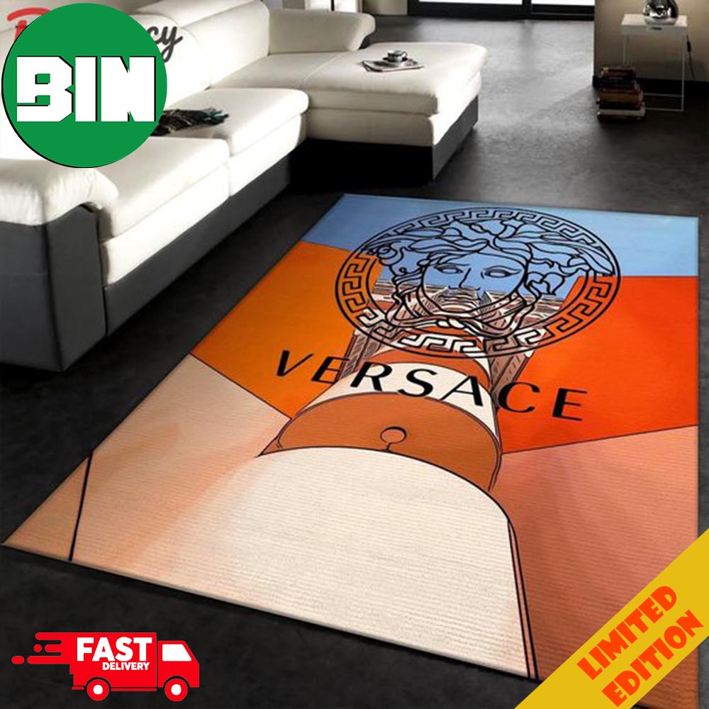 Versace Colorful Orange And Blue Living Room For Home Decor Rug Carpet Versace Colorful Orange And Blue Living Room For Home Decor Rug Carpet