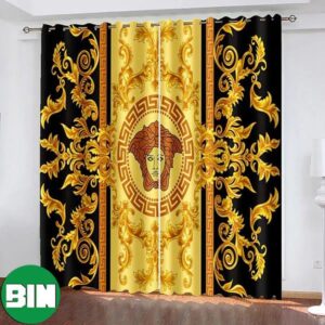 Versace Pattern Golden Window Curtains