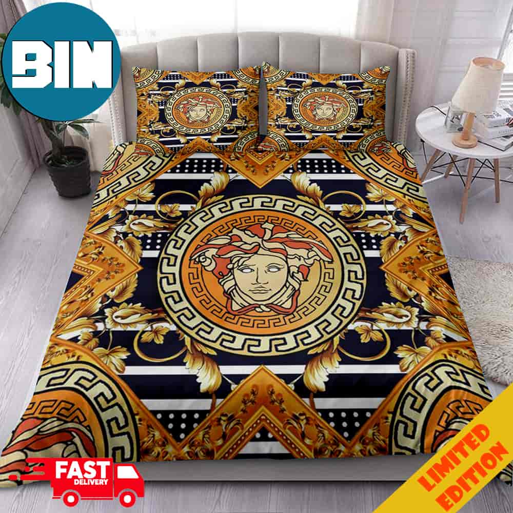 Versace Vintage Logo Luxury Bedding Set And Pillow Case Comfort Versace Vintage Logo Luxury Bedding Set And Pillow Case Comfort
