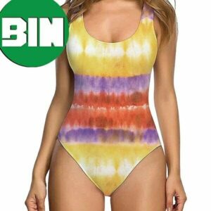 Yellow Tie Dye Funny One Piece Summer Swimsuit-Bikini